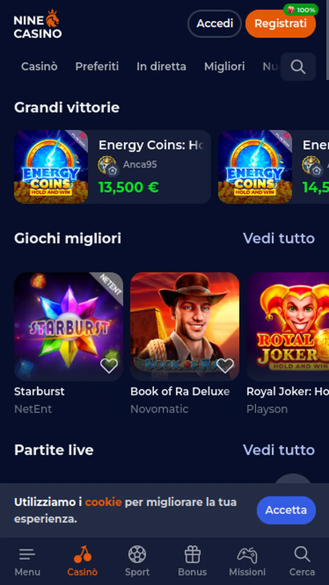 L’app Nine Casino